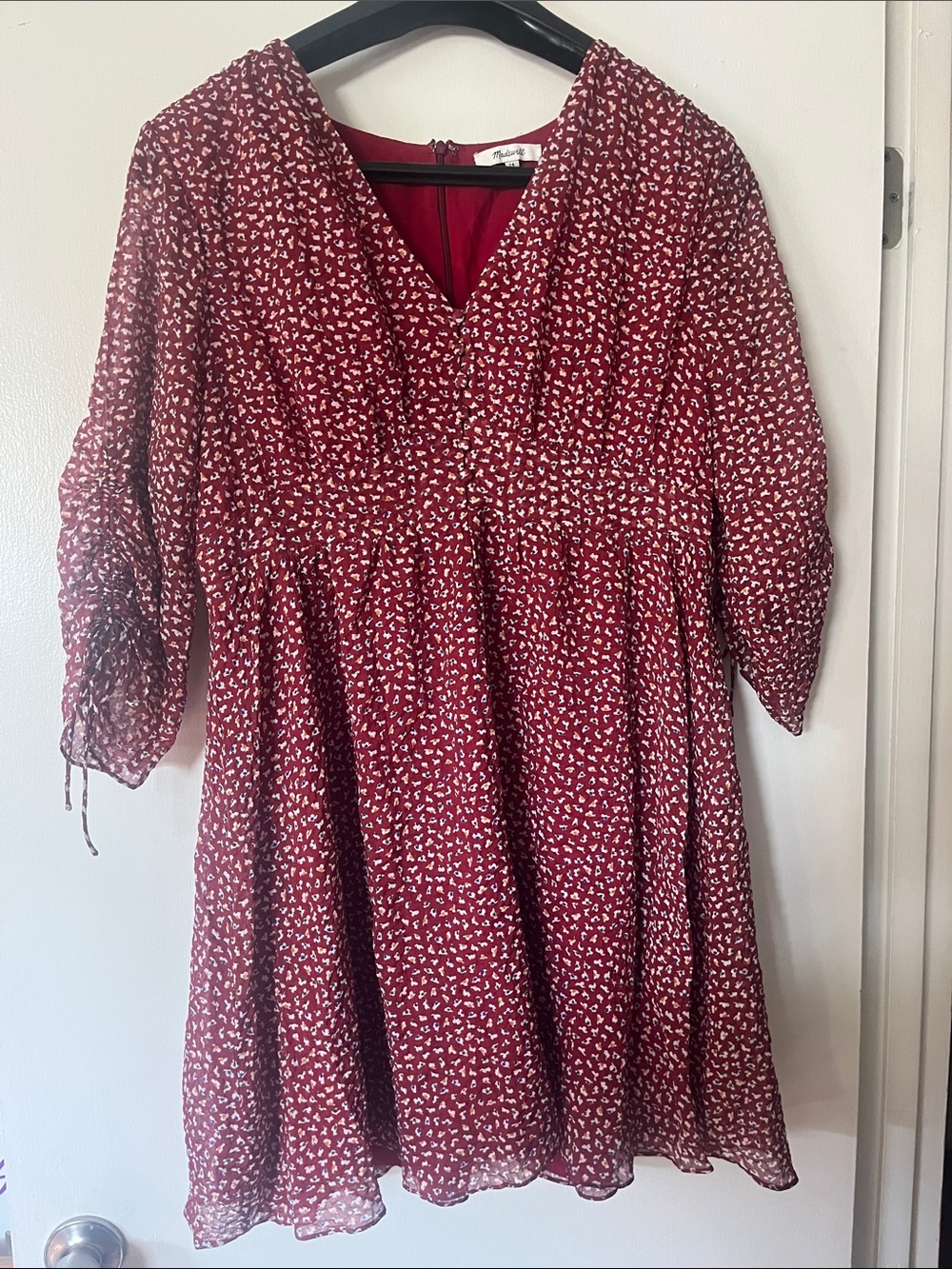 Madewell Red Floral Print Dress